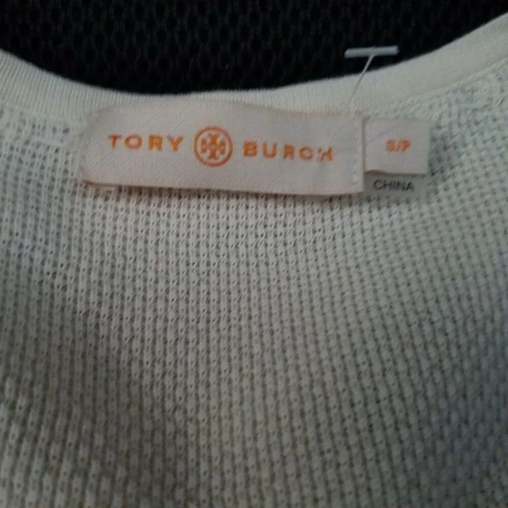 TORY BURCH off-white knit sweater embellished tunic top sz S